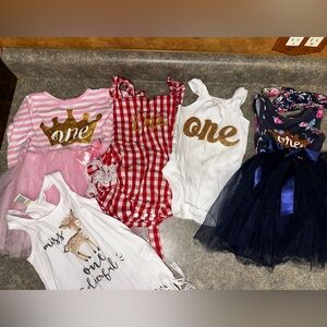 5 First Birthday Outfits Gold and White 'One' Dresses and Outfits